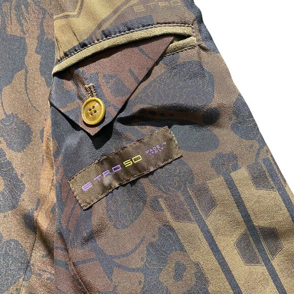 ETRO Super Soft Suede Goat Skin 2 Button Brown Blazer - Picture 7 of 7